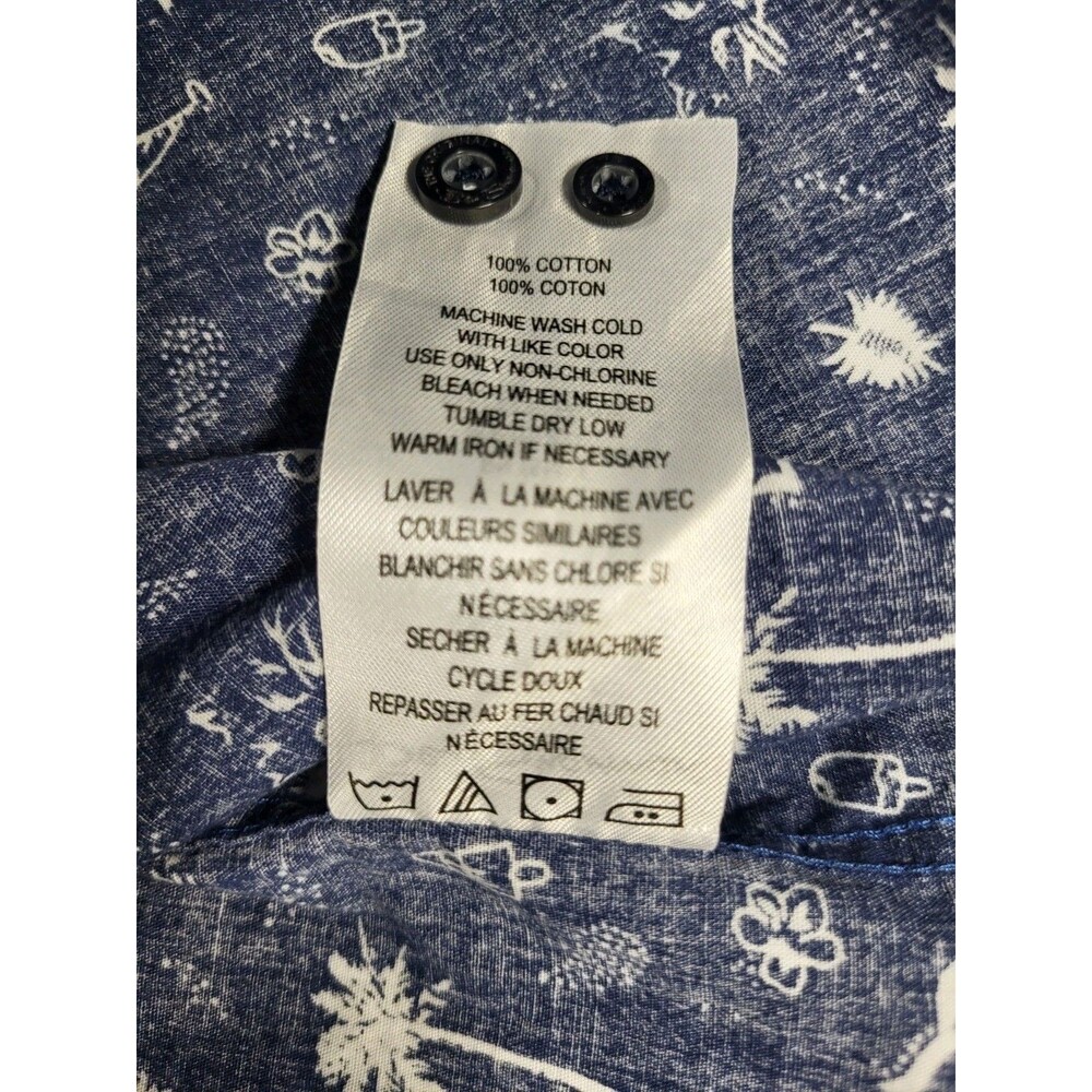 Ben Sherman Men's Short Sleeve Printed Button-Down Shirt - Navy Blue Sz L - Picture 7 of 10